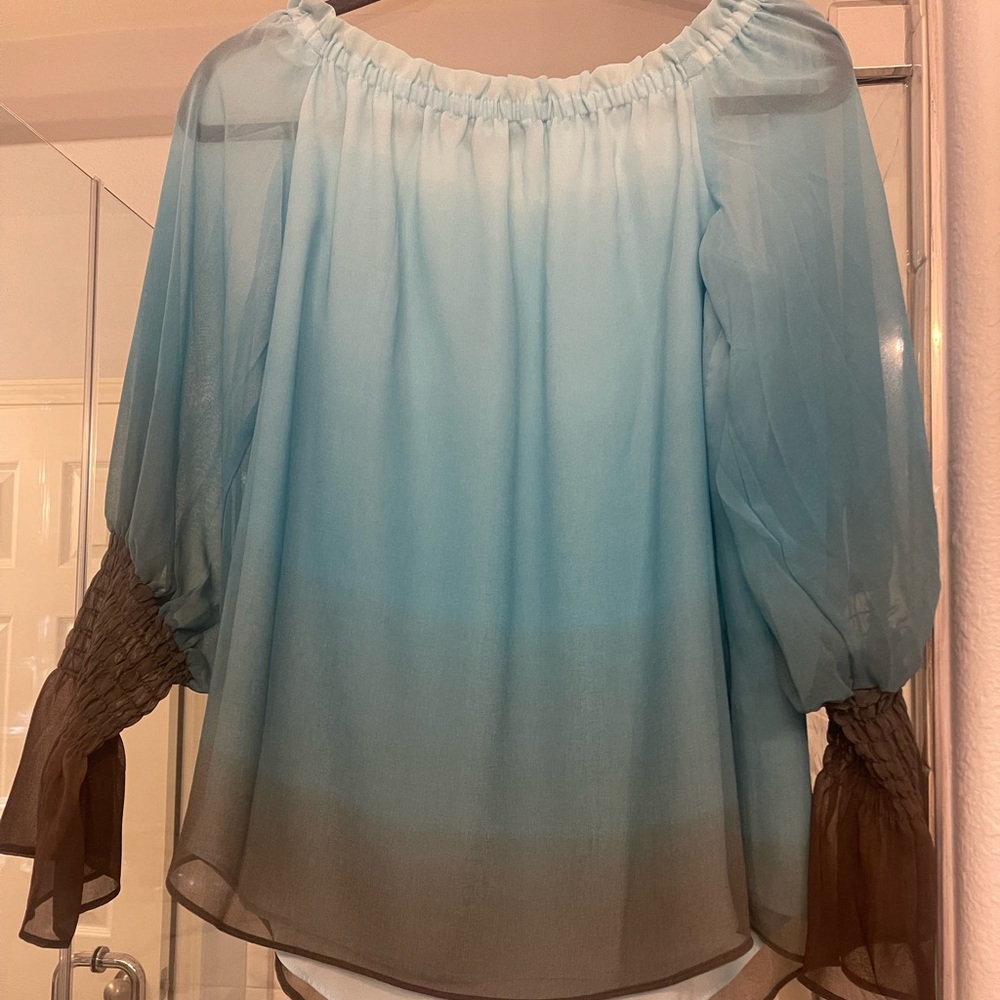 WHBM NWT blue/brown blouse